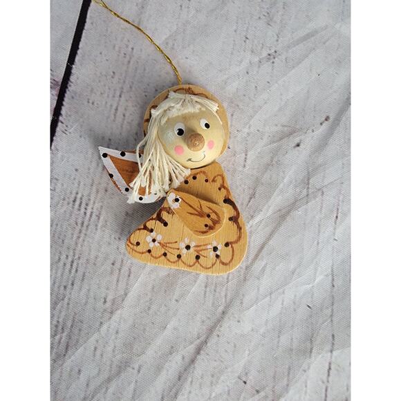 Handmade Wooden Angel Ornament Rustic Christmas Tree Decoration Folk Art Hanging - Picture 1 of 4